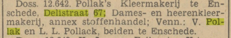 Delistraat 67 V. Pollak krantenbericht Tubantia 17-12-1940.jpg