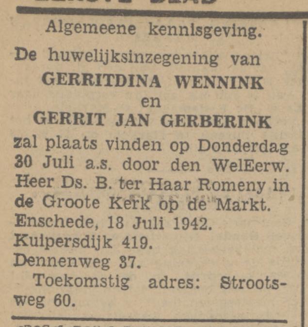 Dennenweg 37 G.J. Gerberink advertentie Tubantia 18-7-1942.jpg