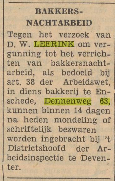 Dennenweg 63 D.W. Leerink bakker advertentie Tubantia 8-4-1959.jpg