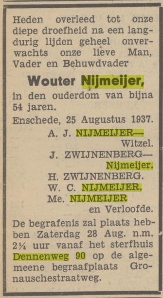 Dennenweg 90 Wouter Nijmeijer overlijdensadvertentie 26-8-1937.jpg