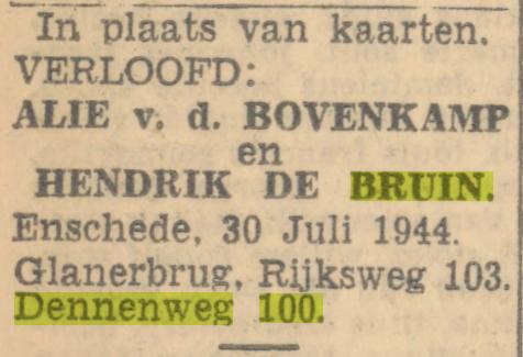 Dennenweg 100 Hendrik de Bruin advertentie Tubantia 27-7-1944.jpg