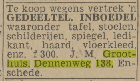 Dennenweg 138 J.M. Groothuis advertentie Twentsch nieuwsblad 27-3-1943.jpg