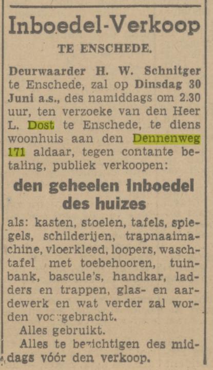 Dennenweg 171 L. Dost advertentie Tubantia 27-6-1942.jpg