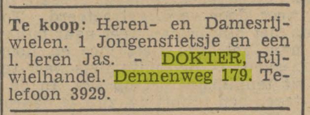 Dennenweg 179 Rijwielhandel Dokter advertentie Tubantia 16-10-1940.jpg