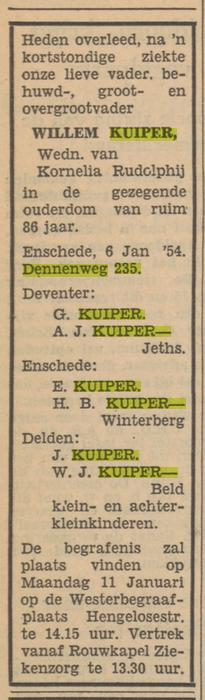 Dennenweg 235 Willem Kuiper overlijdensadvertentie Tubantia 8-1-1959.jpg