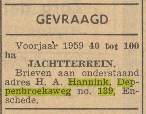 Deppenbroeksweg 139 H.A. Hannink advertentie Emmer Courant 17-12-1958.jpg