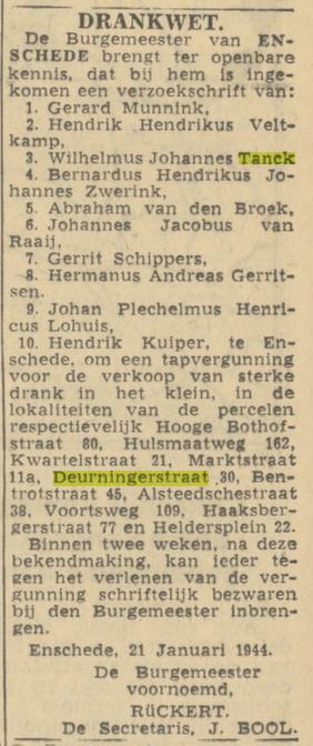 Deurningerstraat 30 W.J. Tanck krantenbericht Twentsch nieuwsblad 21-1-1944.jpg