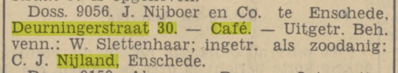 Deurningerstraat 30 cafe C.J. Nijland krantenbericht Tubantia 29-11-1938.jpg