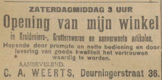 Deurningerstraat 36 kruidenierszaak C.A. Weerts advertentie 1925.jpg