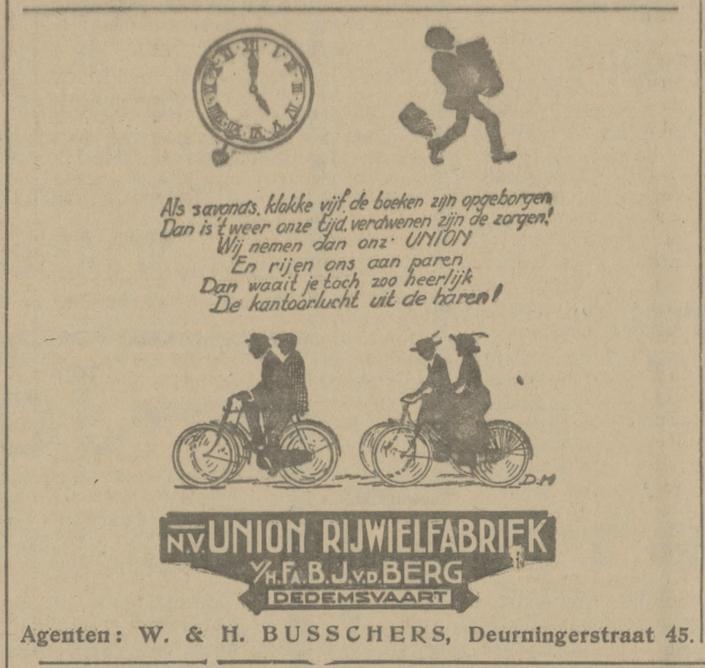 Deurningerstraat 45 rijwielhandel W.en H. Busschers advertentie Tubantia 17-5-1922.jpg