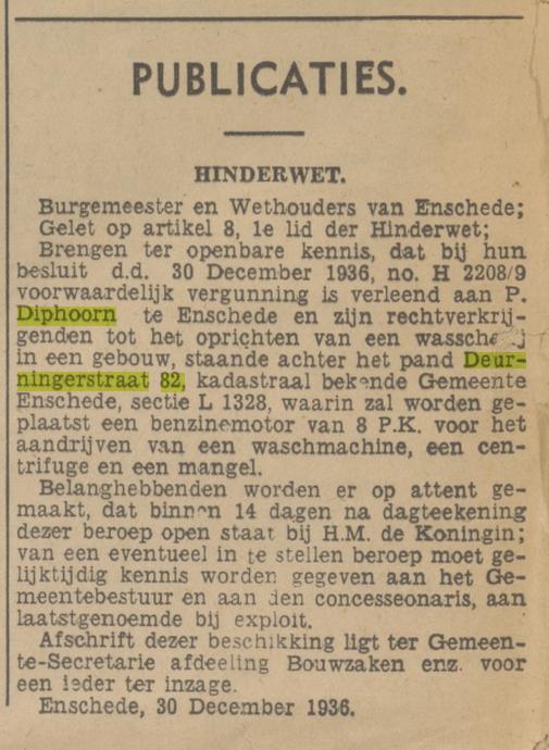Deurningerstraat 82 P. Diphoorn krantenbericht Tubantia 2-1-1937.jpg