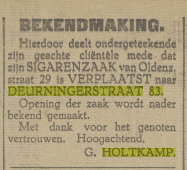 Deurningerstraat 83 sigarenzaak G. Holtkamp advertentie Tubantia 3-5-1926.jpg