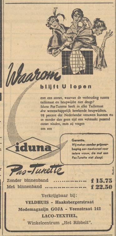 Veenstraat 142 modemagazijn Goja advertentie Tubantia 15-12-1955.jpg