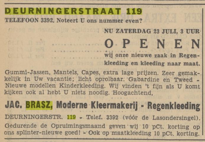 Deurningerstraat 119 kleermakerij Jac. Brasz advertentie Tubantia 22-7-1936.jpg