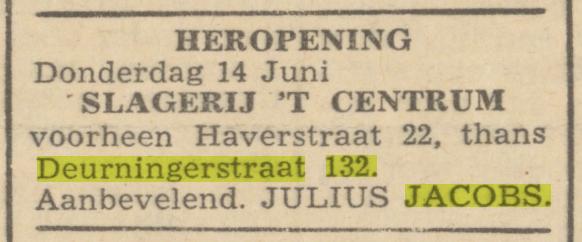 Deurningerstraat 132 slagerij Julius Jacobs advertentie De Waarheid 12-6-1945.jpg