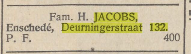 Deurningerstraat 132 Fam. H. Jacobs advertentie Nieuw Israelietisch weekblad 11-9-1931.jpg