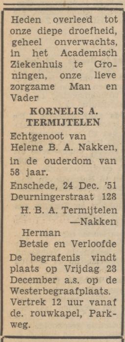 Deurningerstraat 128 K.A. Termijtelen overlijdensadvertentie Tubantia 27-12-1951.jpg