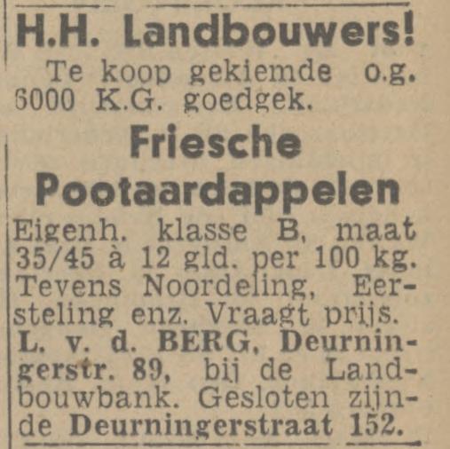 Deurningerstraat 152 L. van den Berg advertentie Twentsch nieuwsblad 14-3-1944.jpg