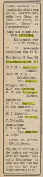 Deurningerstraat 177 A.N. van Amerom overlijdensadvertentie Tubantia 13-1-1953.jpg