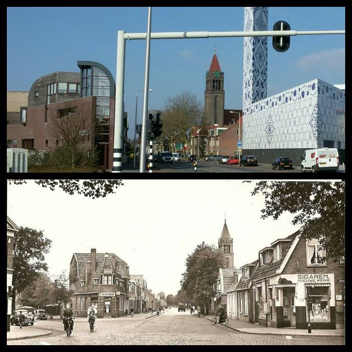 Deurningerstraat 217 vijfsprong vroeger en nu met Mariakerk.jpg