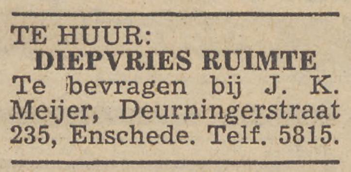 Deurningerstraat 235 J.K. Meijer advertentie Twentsche Courant 27-11-1952.jpg