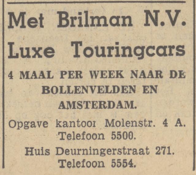 Deurningerstraat 271 woonhuis Brilman N.V. Touringcars advertentie Tubantia 26-4-1939.jpg