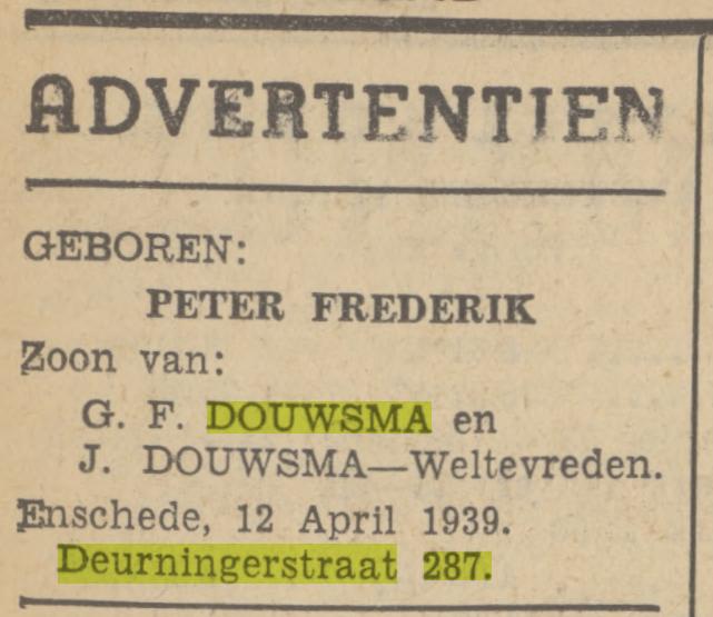 Deurningerstraat 287 G.F. Douwsma advertentie Tubantia 13-4-1939.jpg