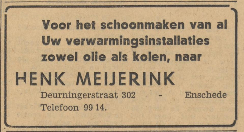 Deurningerstraat 302 Henk Meijerink advertentie Tubantia 19-8-1961.jpg