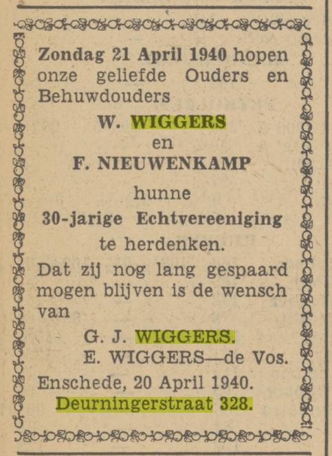 Deurningerstraat 328 W. Wiggers advertentie Tubantia 20-4-1940.jpg
