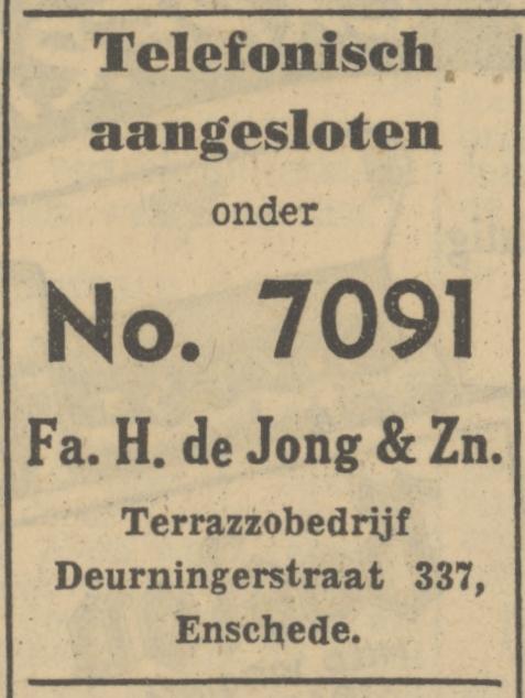 Deurningerstraat 337 Fa. H. de Jong & Zn Terazzobedrijf advertentie Tubantia 7-12-1950.jpg