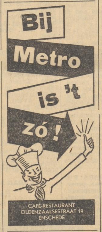 Oldenzaalsestraat 19 cafe restaurant Metro advertentie Tubantia 7-11-1959.jpg