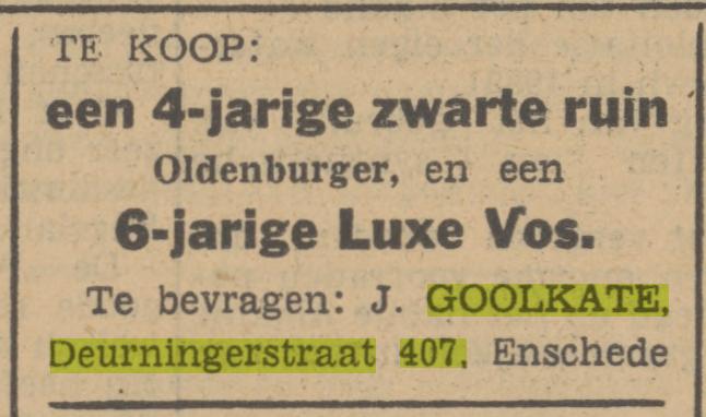 Deurningerstraat 407 J. Goolkate advertentie Tubantia 6-11-1940.jpg
