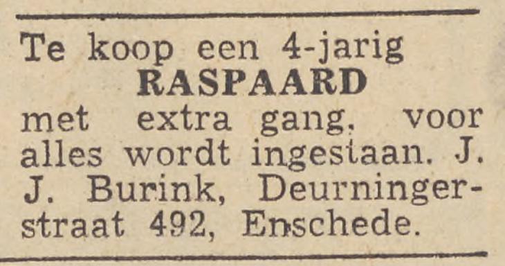 Deurningerstraat 492 J.J. Burink advertentie Tubantia 10-5-1952.jpg