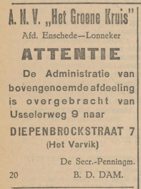 Diepenbrockstraat 7 Het Varvik B.D. Dam advertentie Tubantia 15-10-1930.jpg