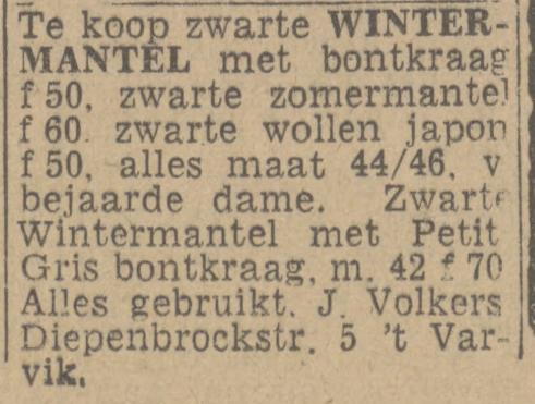 Diepenbrockstraat 5 J. Volkers advertentie Twentsch nieuwsblad 8-2-1944.jpg