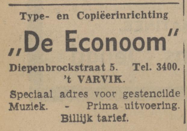 Diepenbrockstraat 5 't Varvik Type- en Copieerinrichting De Econoom advertentie Tubantia 10-4-1941.jpg