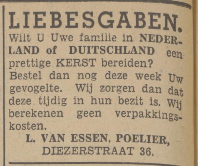 Diezerstraat 36 L. van Essen poelier advertentie Tubantia 13-12-1939.jpg