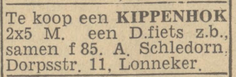 Dorpsstraat 11 Lonneker A. Schledorn advertentie Twentsch nieuwsblad 28-1-1944.jpg