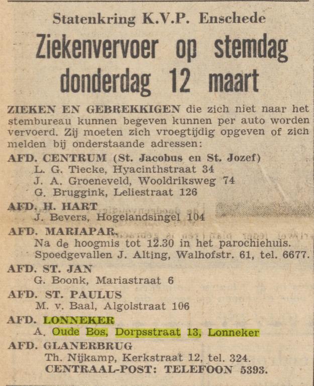 Dorpsstraat 13 Lonneker A. Oude Bos advertentie Twentsche Courant 7-3-1959.jpg