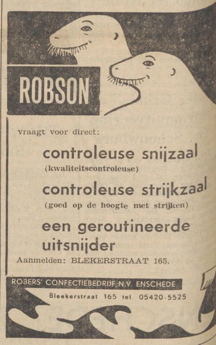 Blekerstraat 165 Robson advertentie Twentsche Courant 30-1-1960.jpg