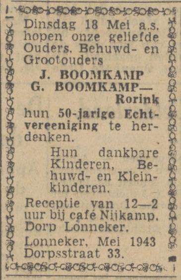 Dorpsstraat 33 Lonneker J. Boomkamp advertentie Twentsch nieuwsblad 15-5-1943.jpg