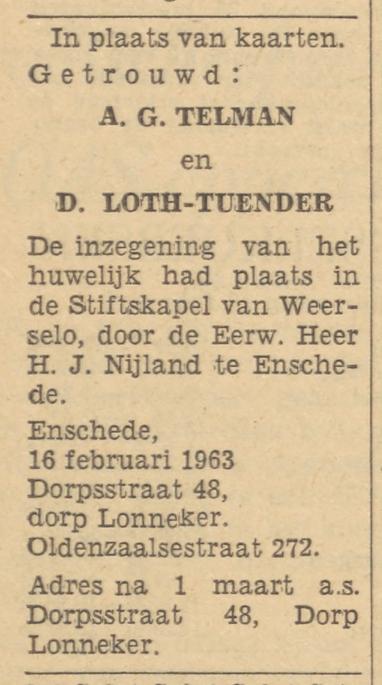Dorpsstraat 48 Lonneker A.G. Telman advertentie Tubantia 18+2-1963.jpg