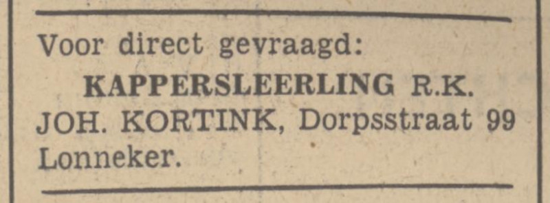 Dorpsstraat 99 Joh. Kortink kapper advertentie Tubantia 15-6-1939.jpg