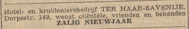 Dorpsstraat 149 Lonneker hotel- en kruideniersbedrijf ter Haar-Savenije advertentie Twentsche courant 31-12-1952.jpg