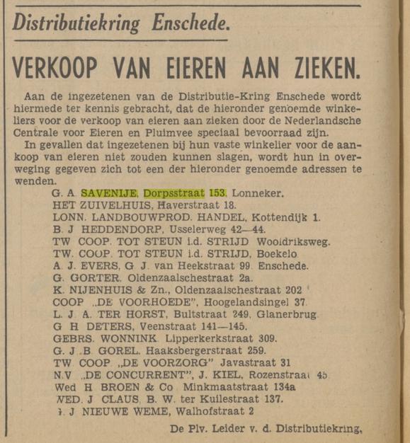 Dorpsstraat 153 Lonneker G.A. Savenije advertentie Tubantia 7-3-1942.jpg