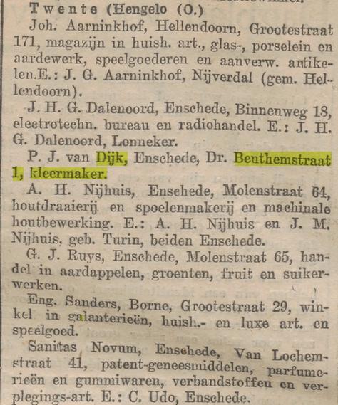Dr. Benthemstraat 1 P.J. van Dijk kleermaker krantenbericht Overijsselsch dagblad 1-9-1928.jpg