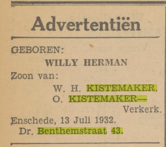 Dr. Benthemstraat 43 W.H. Kistemaker advertentie Tubantia 13-7-1932.jpg