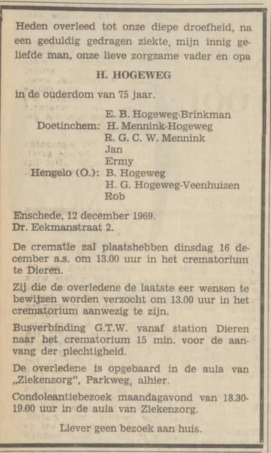 Dr. Eekmanstraat 2 H. Hogeweg overlijdensadvertentie Tubantia 13-12-1969.jpg