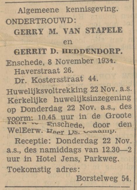 Dr. Kostersstraat 44 Gerrit D. Heddendorp advertentie Tubantia 8-11-1934.jpg