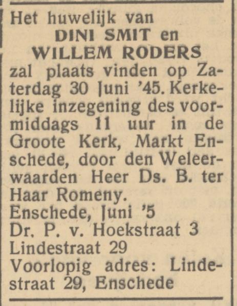 Dr. P, van Hoekstraat 3 Dini Smit advertentie Het Parool 23-8-1945.jpg
